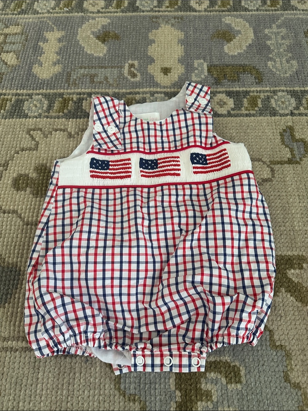 Patriotic Red & Blue Plaid Baby One-Piece Romper